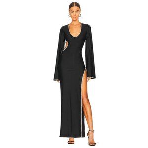 Khanum's Kira Diamante Trim Maxi Dress in Black New Womens Gown